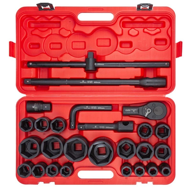 Ударно гедоре комплект EVERFORCE  26 части  6стен (3/4"-1", 17-65 mm) - цена