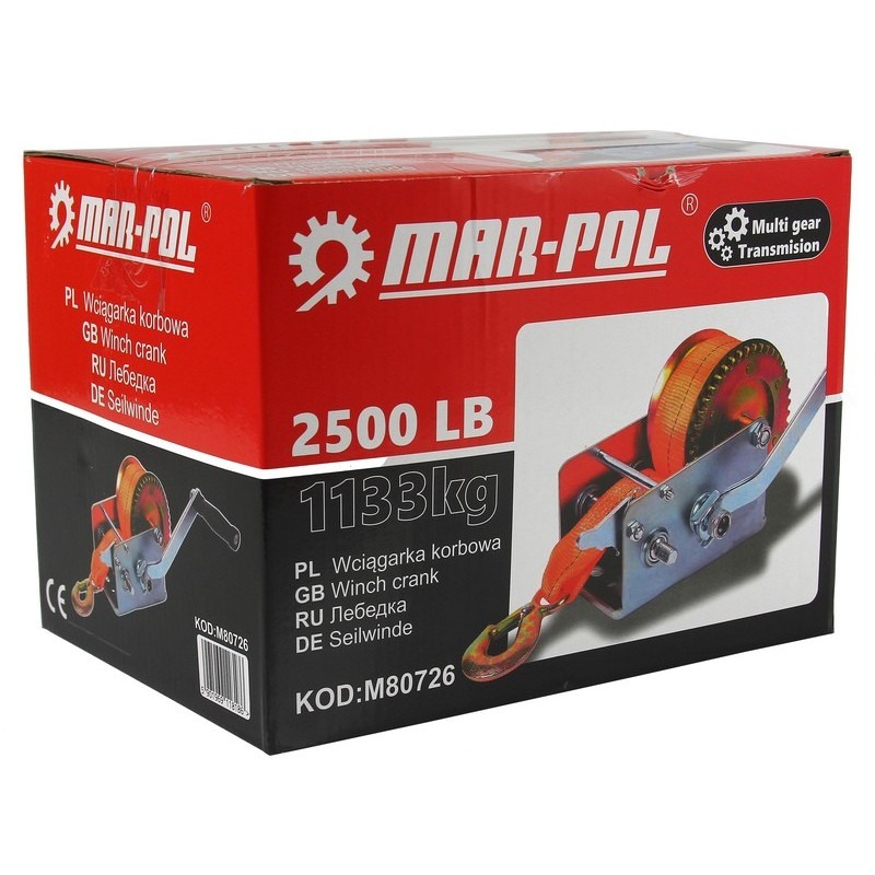 Ръчна лебедка с колан 2500LB- 1133кг              Mar-Pol - цена