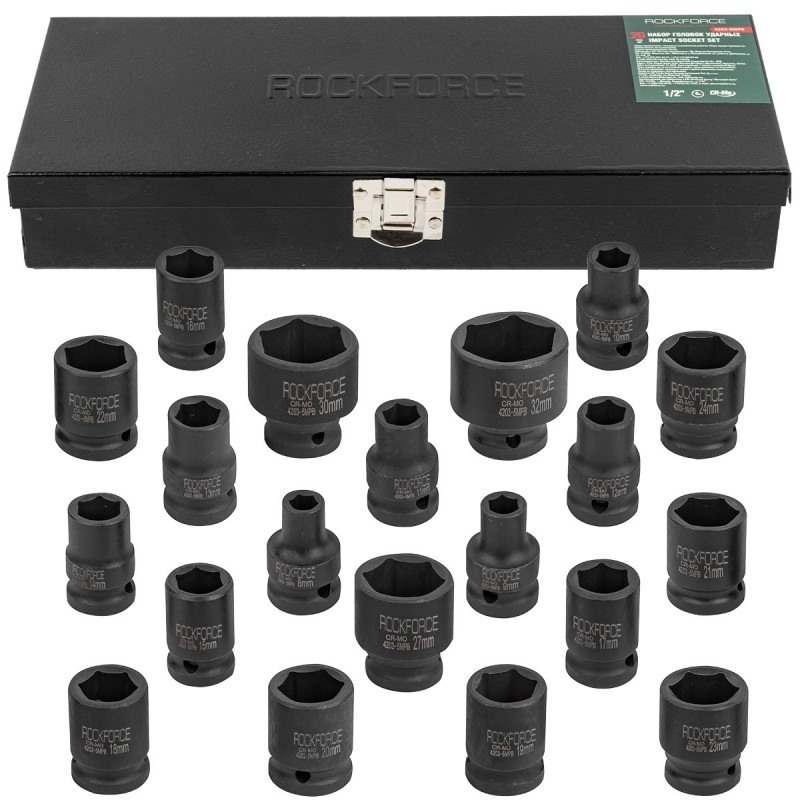 Вложки ударни 1/2" , 20 части ROCKFORCE (8-32mm) - цена