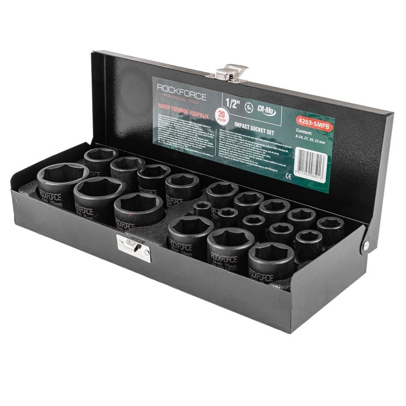 Вложки ударни 1/2" , 20 части ROCKFORCE (8-32mm) - цена