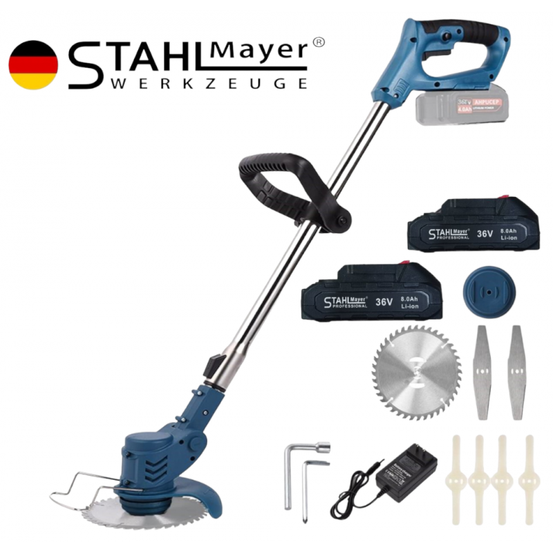 Немски Акумулаторен Тример STAHLMAYER 36V 8,0AH Градински Безжичен Храсторез Косачка за трева