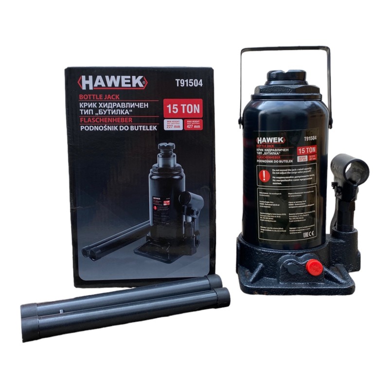 Хидравличен крик HAWEK Т91504 тип бутилка15 тона